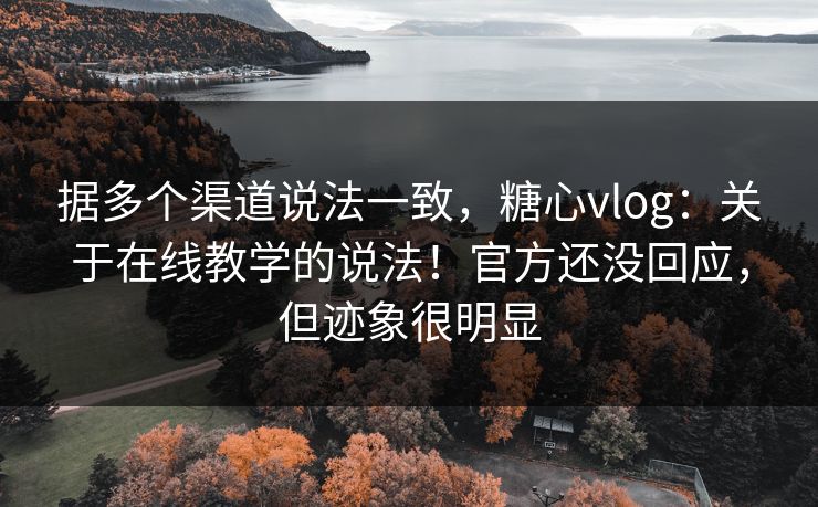 据多个渠道说法一致，糖心vlog：关于在线教学的说法！官方还没回应，但迹象很明显