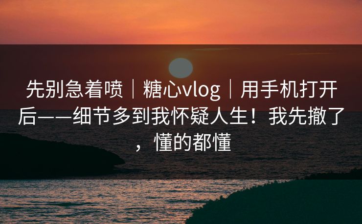 先别急着喷｜糖心vlog｜用手机打开后——细节多到我怀疑人生！我先撤了，懂的都懂